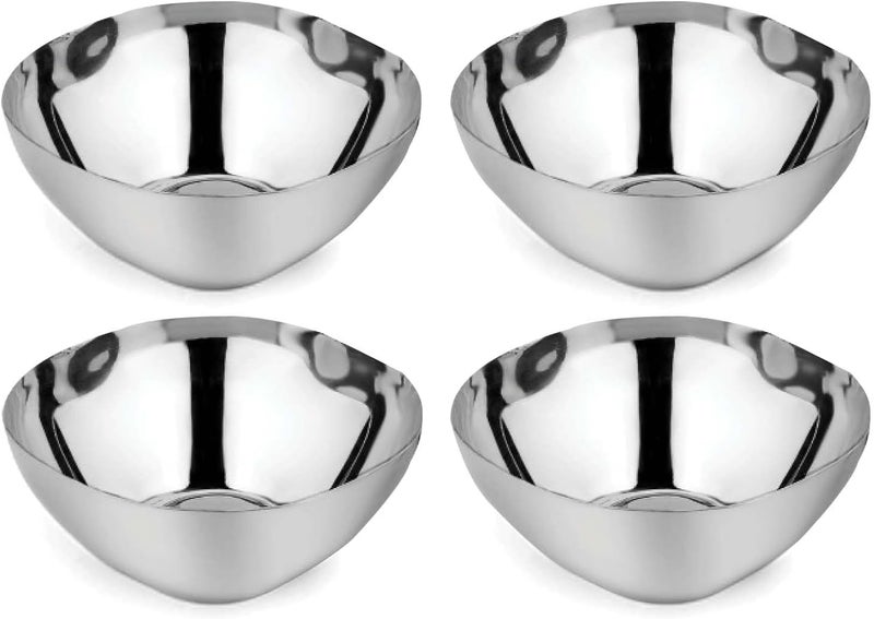 Ahimsa Stainless Steel Bowls for Kids, Durable Pediatrician Designed Toddler Snack Bowl, 12oz, Premium Non Toxic Metal, Easy to Clean & Dishwasher Safe, Set of 4 Classic Silver - Image 1